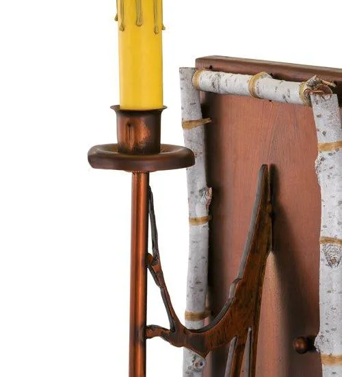Rustic Birchwood and Leather Wall Sconce