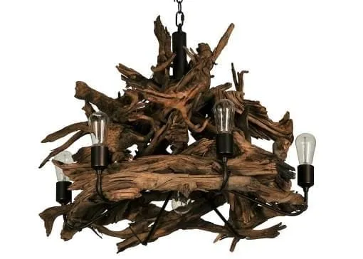 Rustic Driftwood Lodge Chandelier