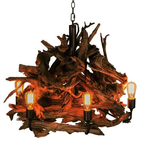 Rustic Driftwood Lodge Chandelier