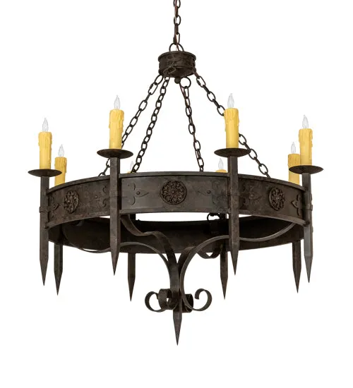 Rustic Floral Medallion Bobeche Chandelier
