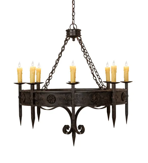 Rustic Floral Medallion Bobeche Chandelier