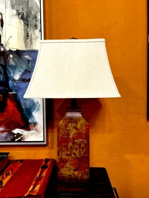 Rustic Foliage Lamp w/ Linen Shade ceiling light, pendant lamp