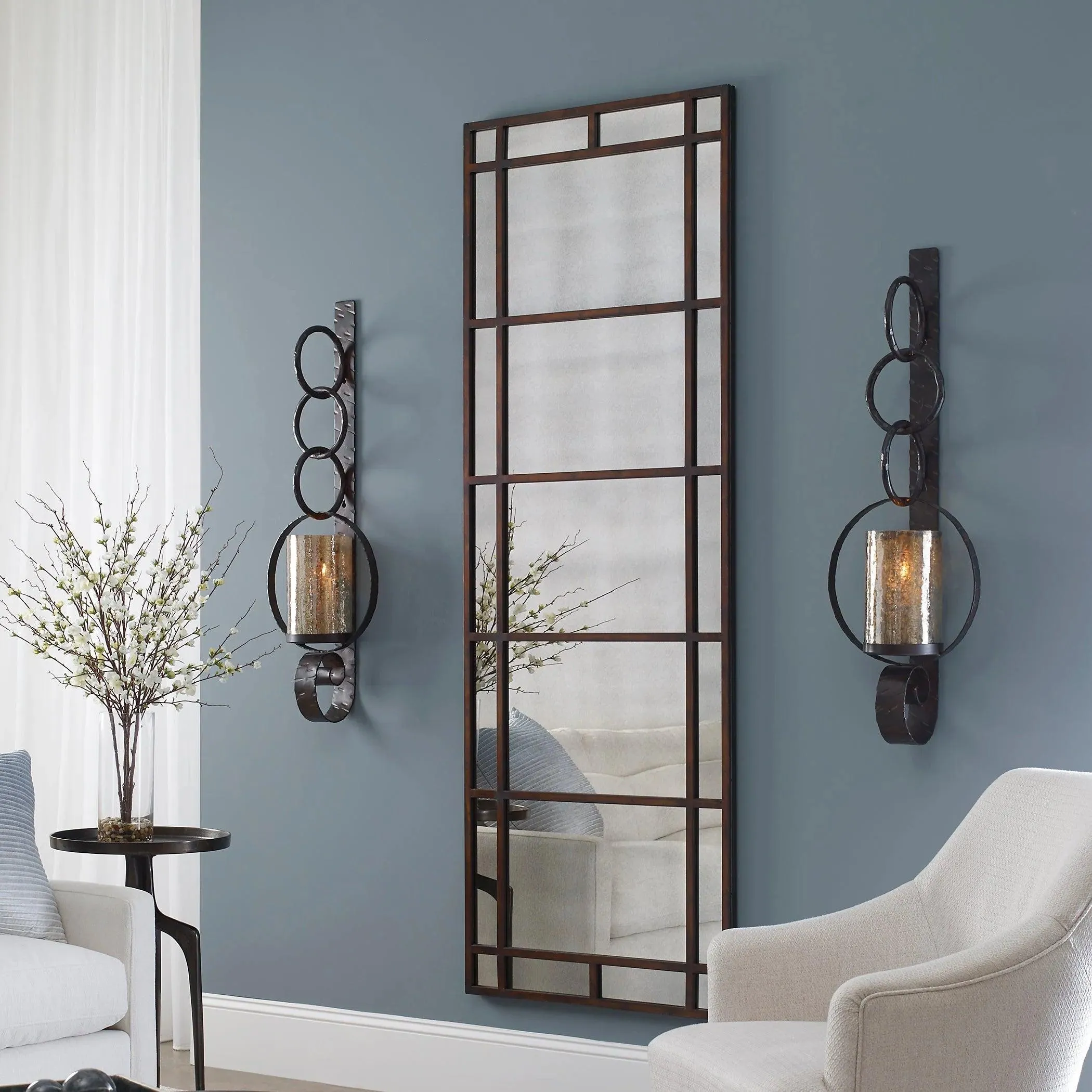 Rustic Iron & Glass Candle Sconce mattress topper, bed base