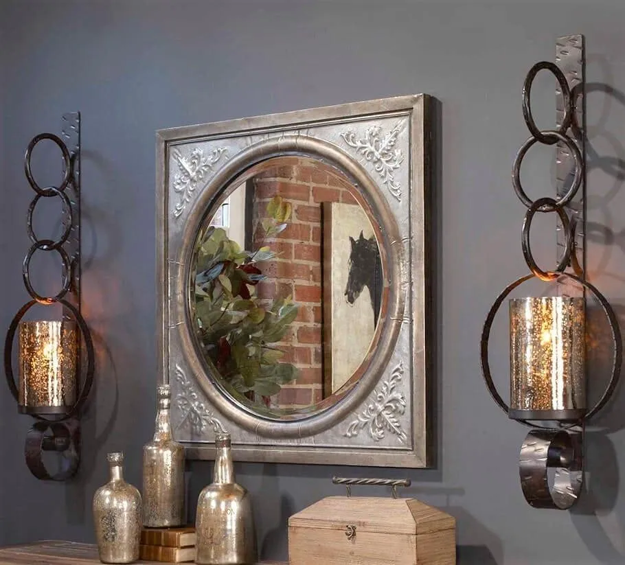 Rustic Iron & Glass Candle Sconce