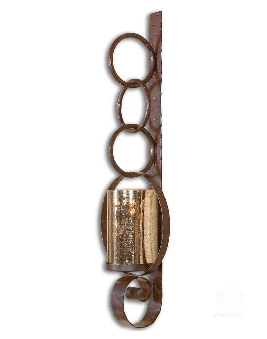 Rustic Iron & Glass Candle Sconce