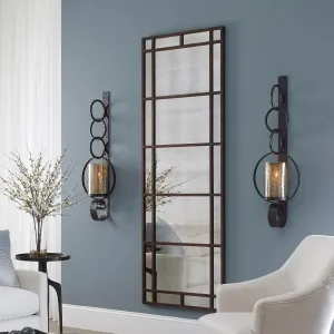 Rustic Iron & Glass Candle Sconce dining table decor, bar servingware