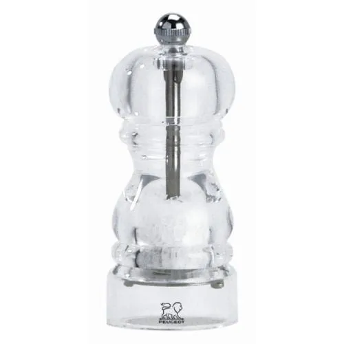 Salt mill, 12cm, Peugeot, Nancy, clear acrylic finish napkin rings, dining placemats