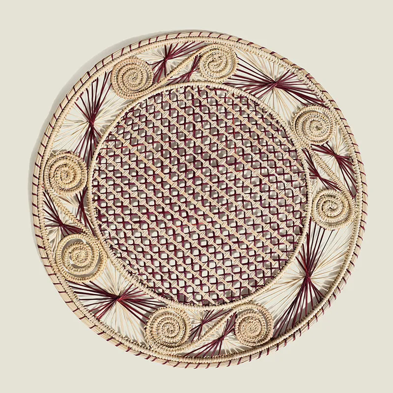 Sandra Set of 2 Woven Placemats, D35cm, Mulberry tufted headboard, king headboard