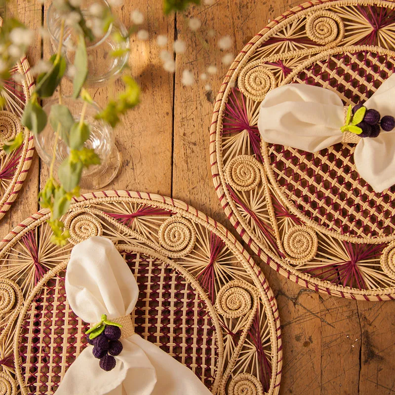 Sandra Set of 2 Woven Placemats, D35cm, Mulberry