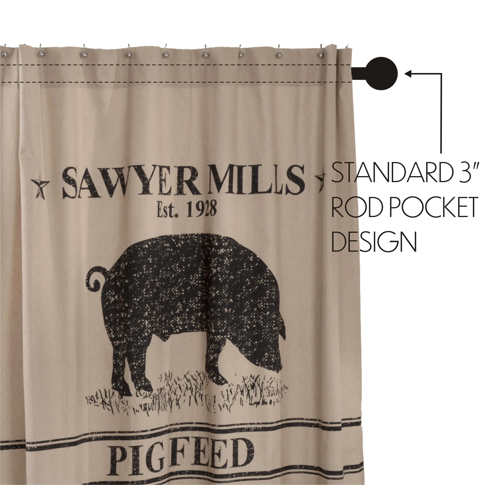Sawyer Mill Charcoal Pig Shower Curtain
