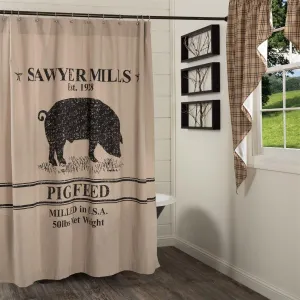 Sawyer Mill Charcoal Pig Shower Curtain 3 piece sofa set, living room set