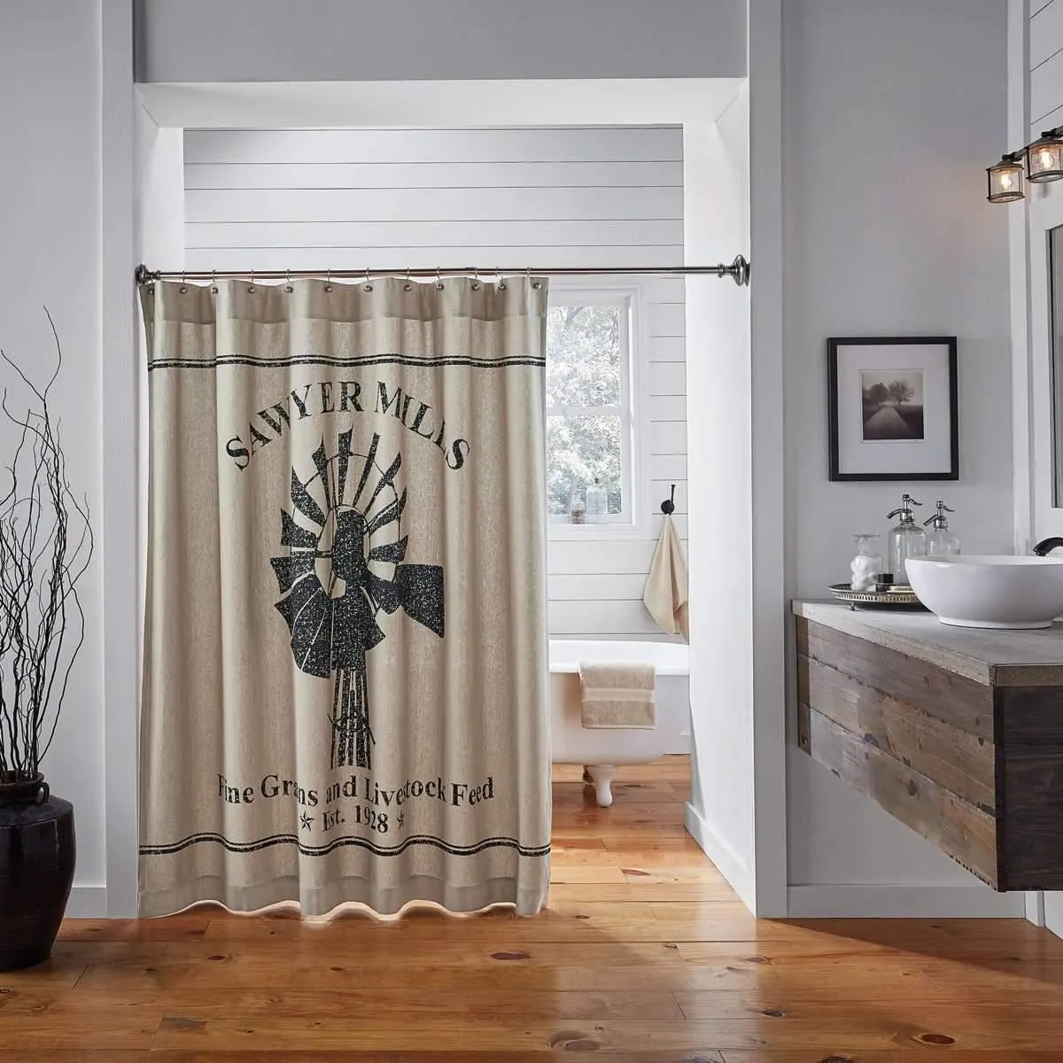 Sawyer Mill Windmill Shower Curtain bathroom furniture, vanity cabinet