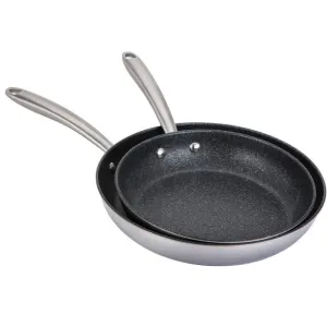Scratch Guard Stainless Steel Twin Pack Skillet, 25cm & 29cm curtain fabric, upholstery textile