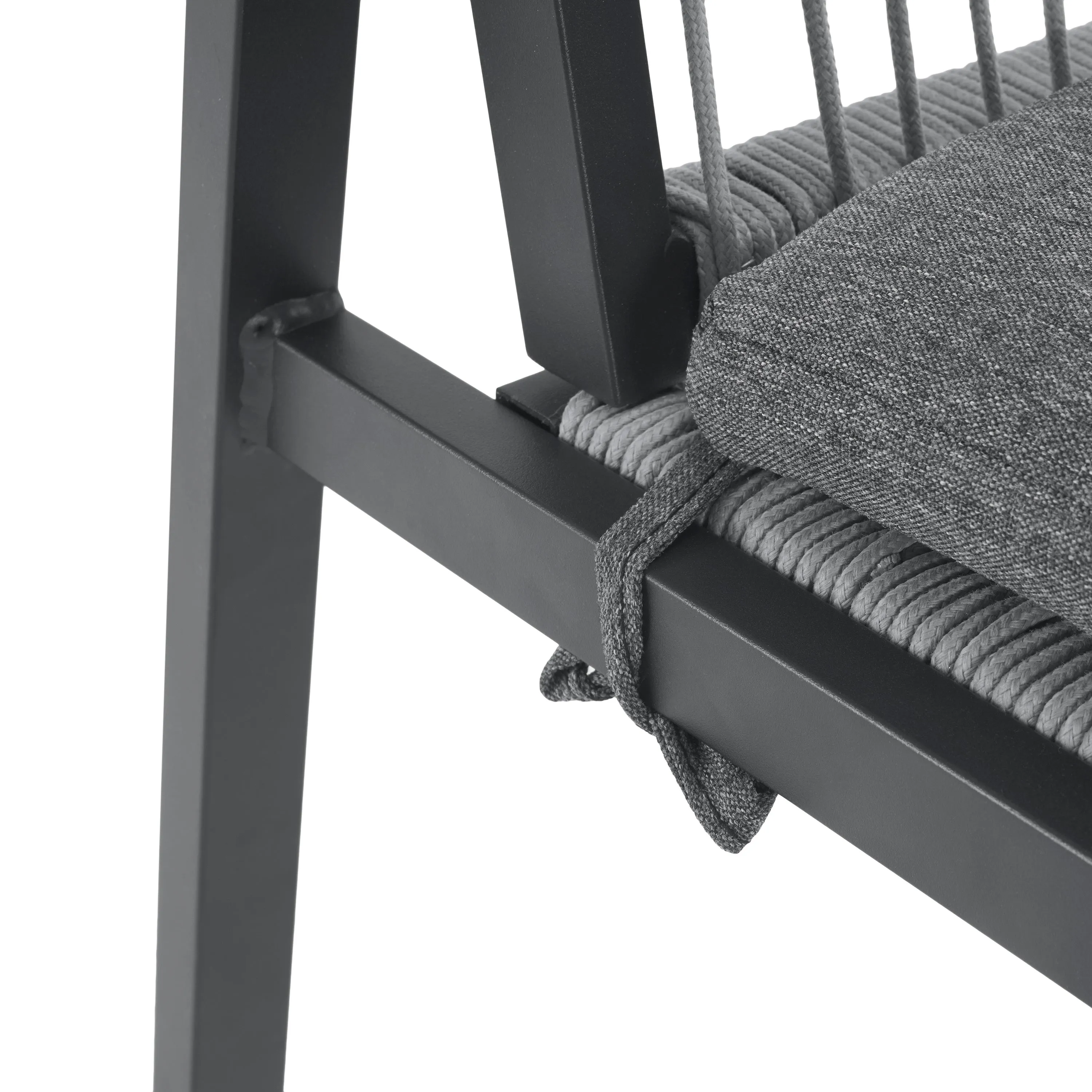 Set of 2 Modern Outdoor Rope Weave Dining Chairs with Aluminum Frame