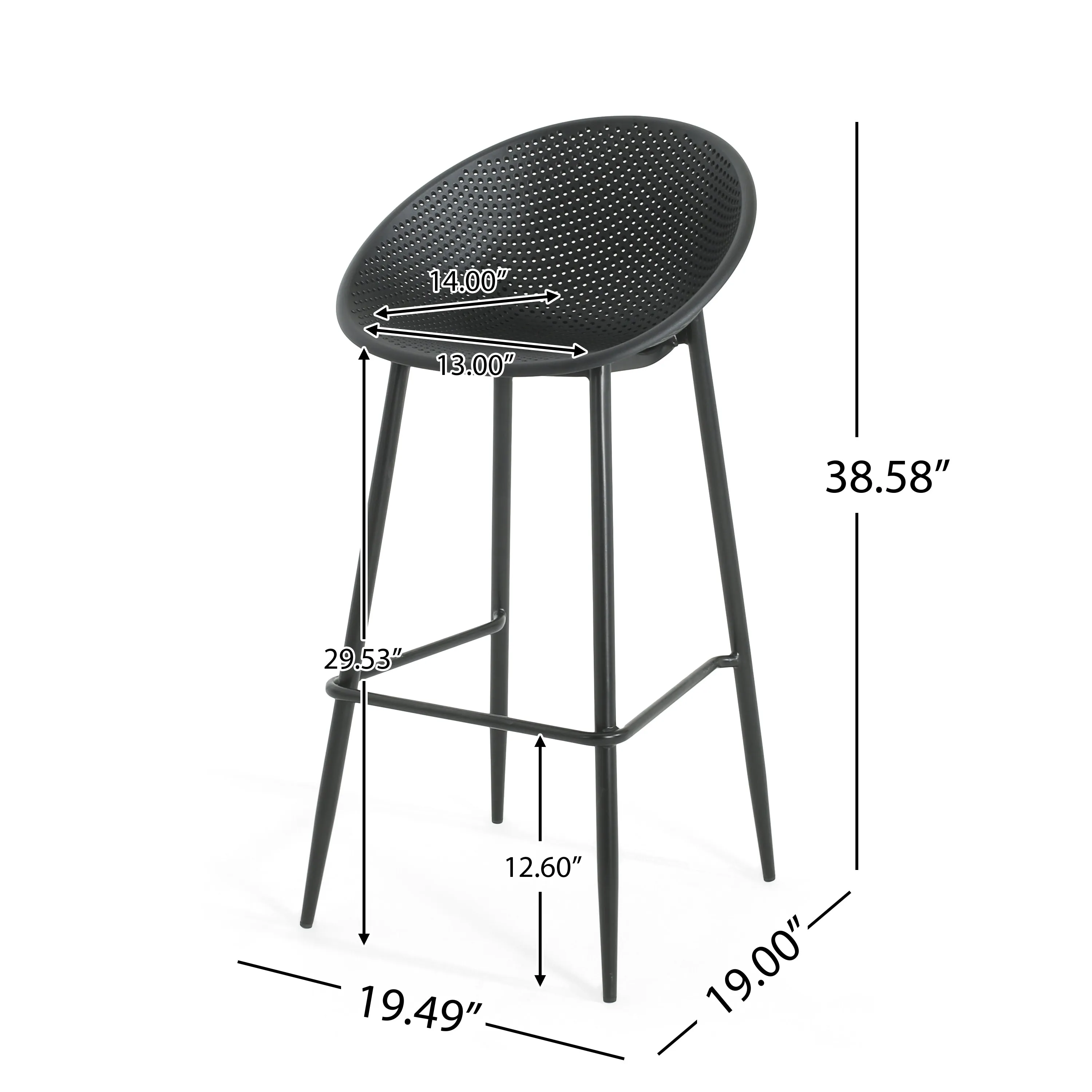 Shinnia Indoor & Outdoor Polypropelene Plastic Gable Barstool, Set of 2