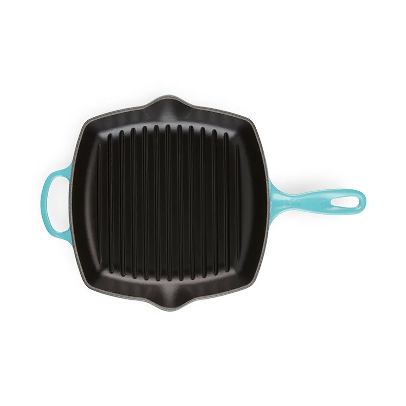 Signature Cast Iron Square grillit, 26cm, teal