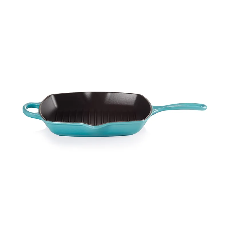 Signature Cast Iron Square grillit, 26cm, teal