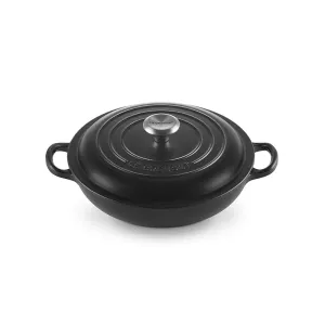 Signature Shallow Casserole, 22cm, Satin Black curtain fabric, upholstery textile