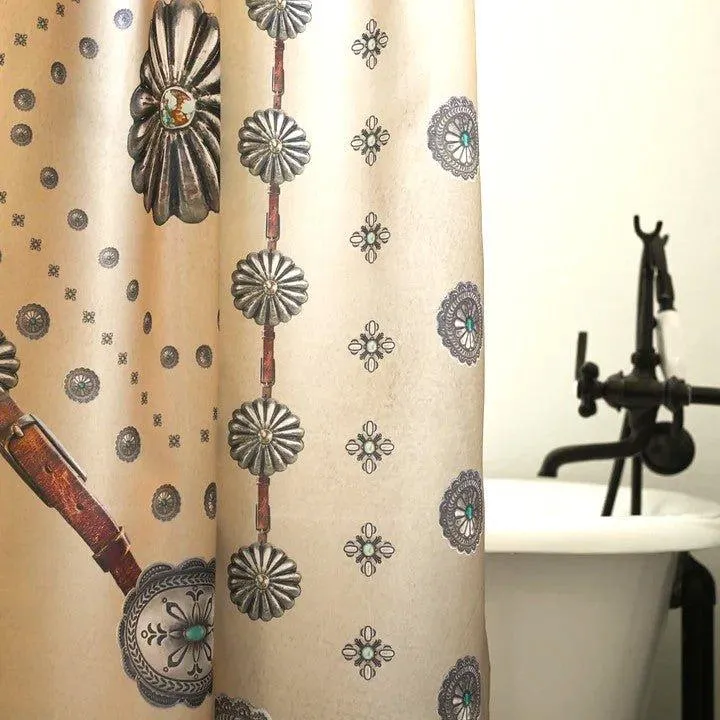 Silver Concho Western Shower Curtain
