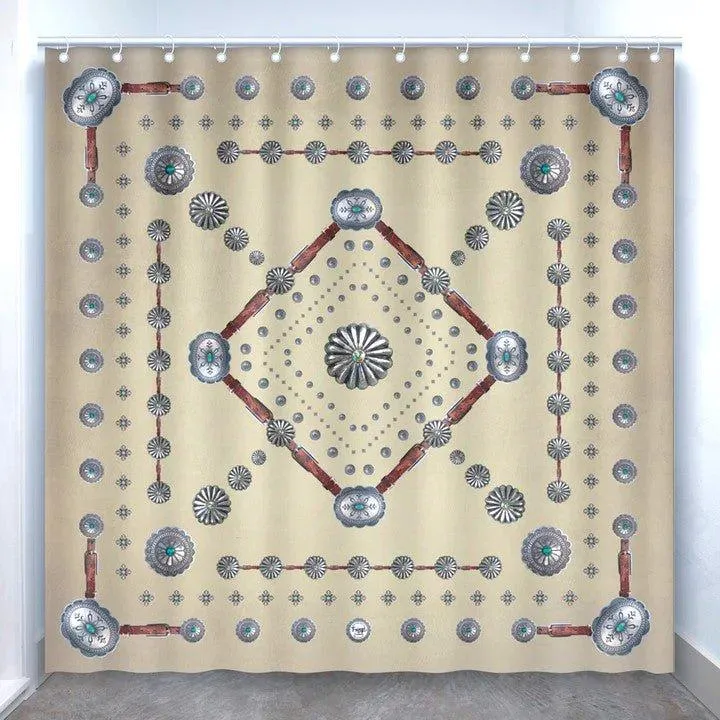 Silver Concho Western Shower Curtain