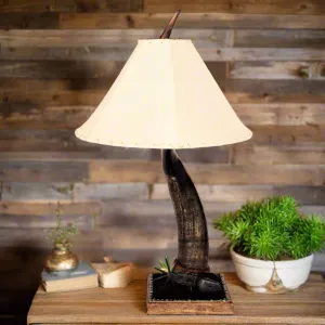Single Steer Horn Rustic Table Lamp antler chandelier, rustic lighting