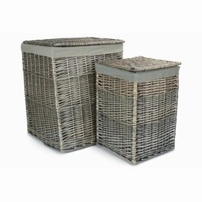 Square Laundry Basket with Grey Sage Lining Set 2 laundry organizer,dirty clothes basket,plastic laundry basket