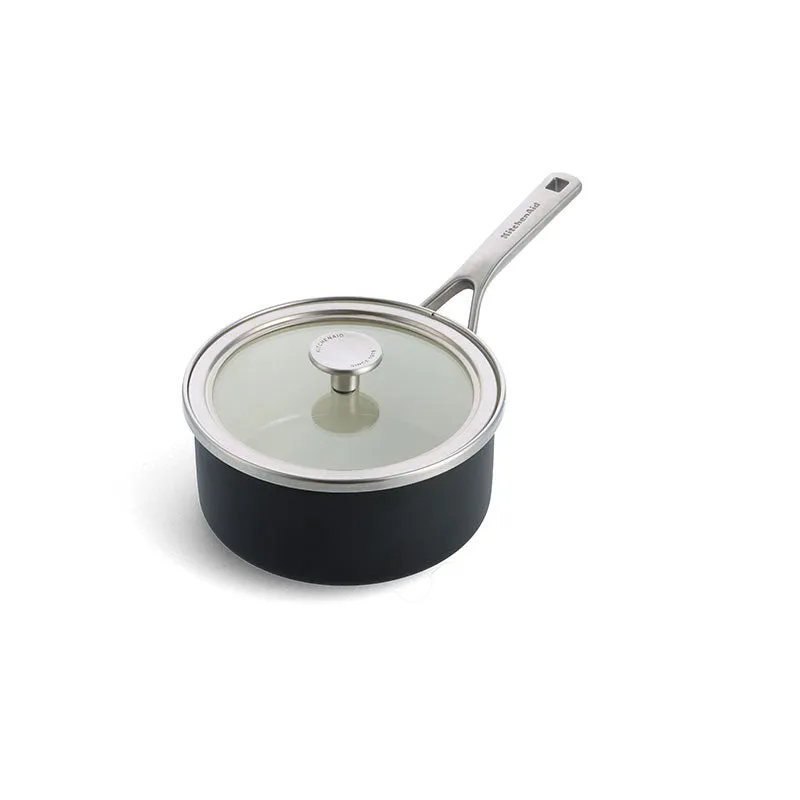 Steel Core Enamel Saucepan 16cm, Matte Black curtain fabric, upholstery textile