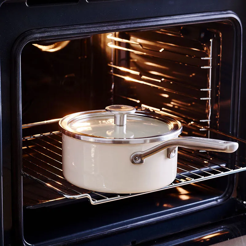 Steel Core Enamel Saucepan 20cm, Almond Cream