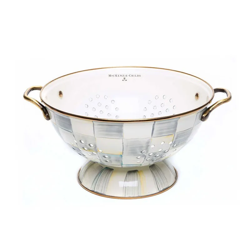 Sterling Check Enamel Large Colander, Silver, D24cm round coffee table, wooden coffee table