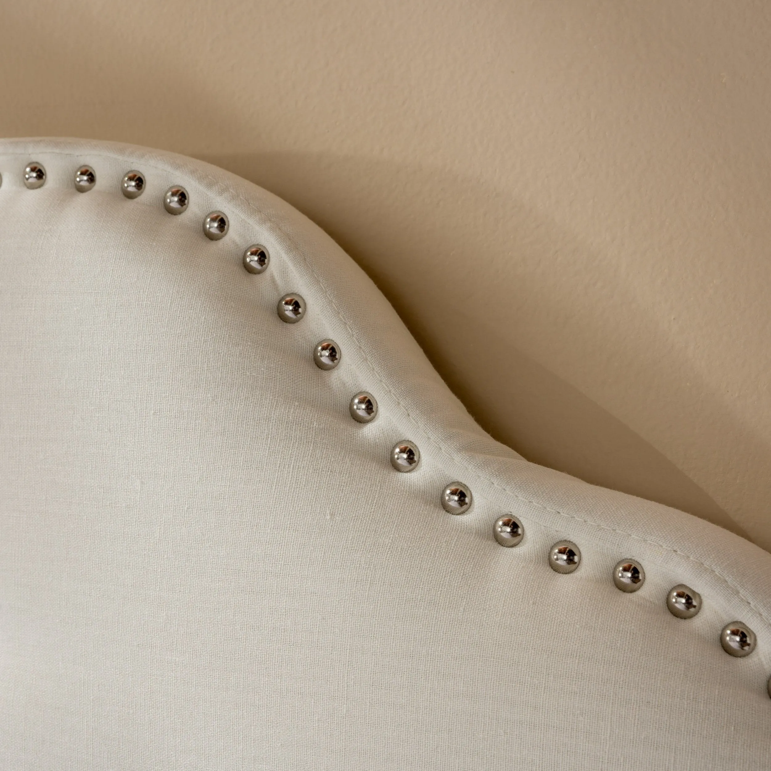 Studded Edge Ivory Fabric Queen/Full Headboard - NH919892