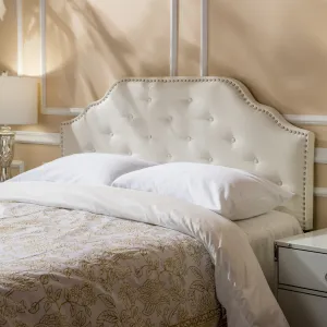 Studded Edge Ivory Fabric Queen/Full Headboard - NH919892 queen headboard, wooden headboard