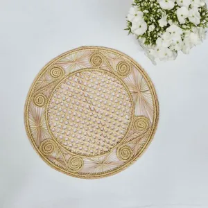 Swirl Wicker Placemat, Pink tufted headboard, king headboard