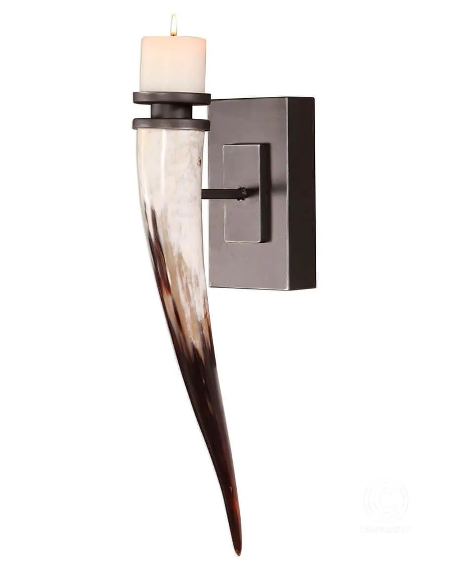 Taurine Steer Horn Candle Wall Sconce