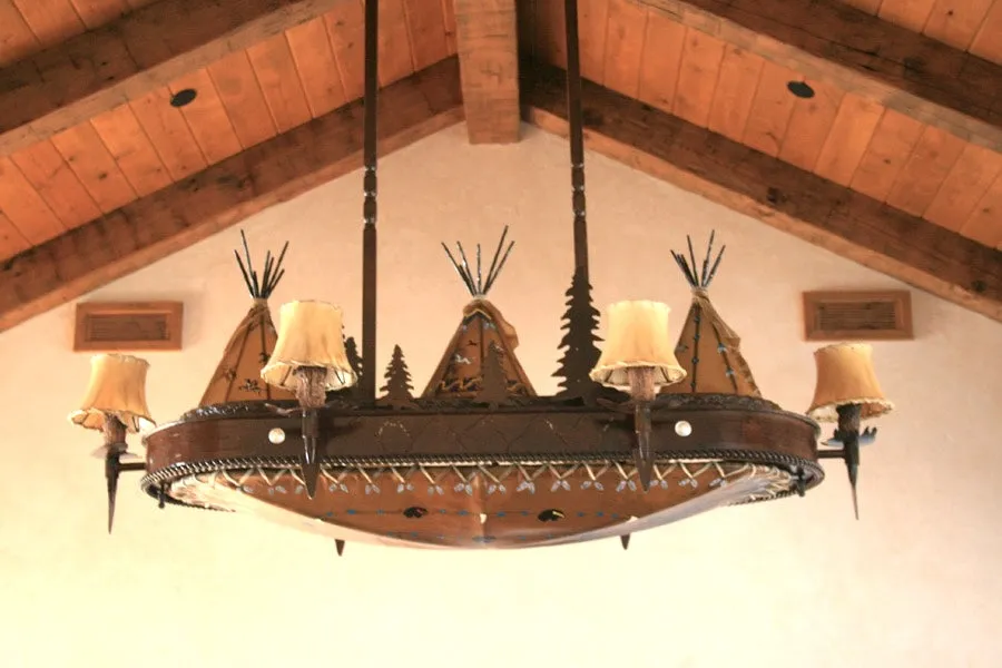 Tipi Village Rawhide Oval Chandelier
