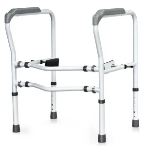 Toilet Safety Rail Free Standing Safety Assist Frame W/ 360 degree Rotatable Clip bathroom organizer, toilet brush holder