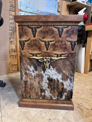 Totally Texas Cowhide Leather Storage Hamper with Rustic Charm bathroom accessories, soap dispenser