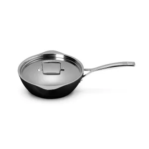 Toughened Non-Stick Chef's Pan with Pouring Spouts, 24cm, Black curtain fabric, upholstery textile