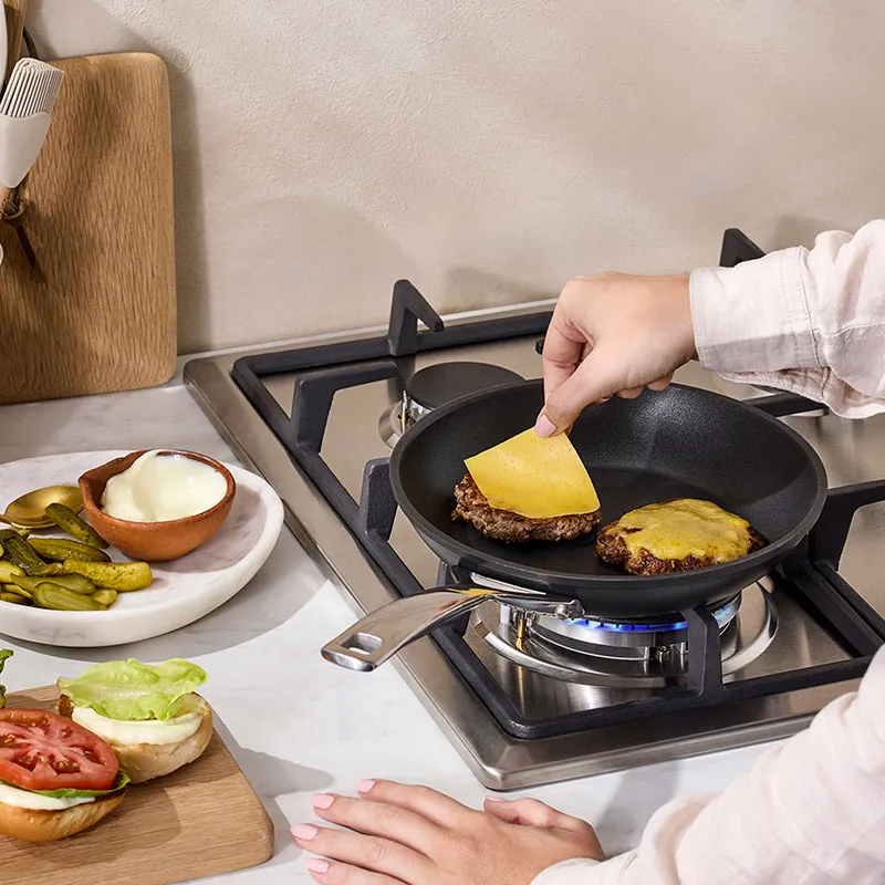 Toughened Non-Stick Shallow Frying Pan, 22cm, Black