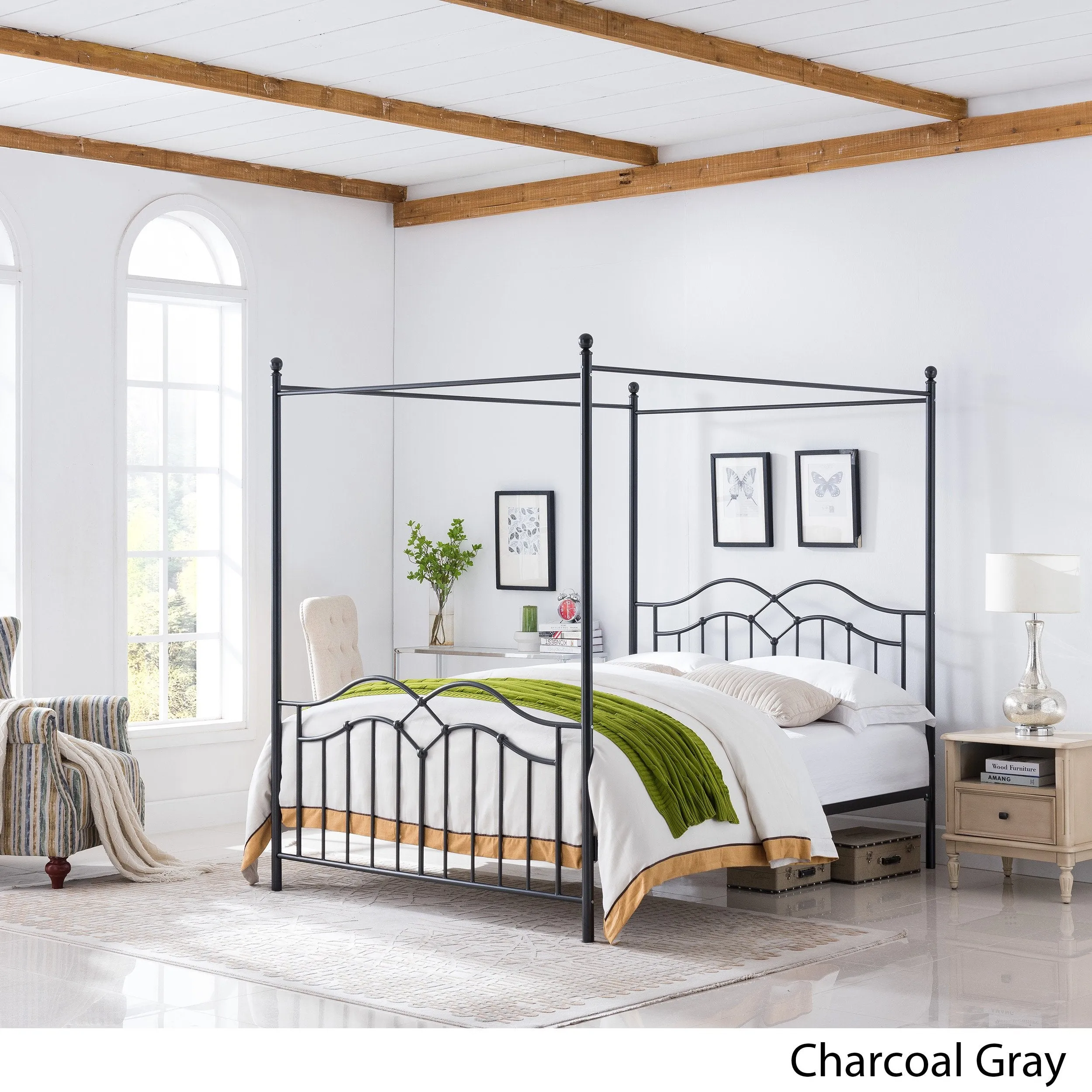 Traditional Iron Canopy Queen Bed Frame - NH003803