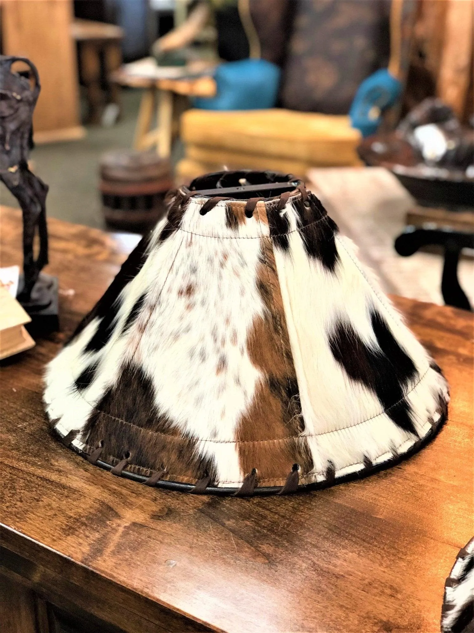 Tri Color Cowhide Lamp Shade