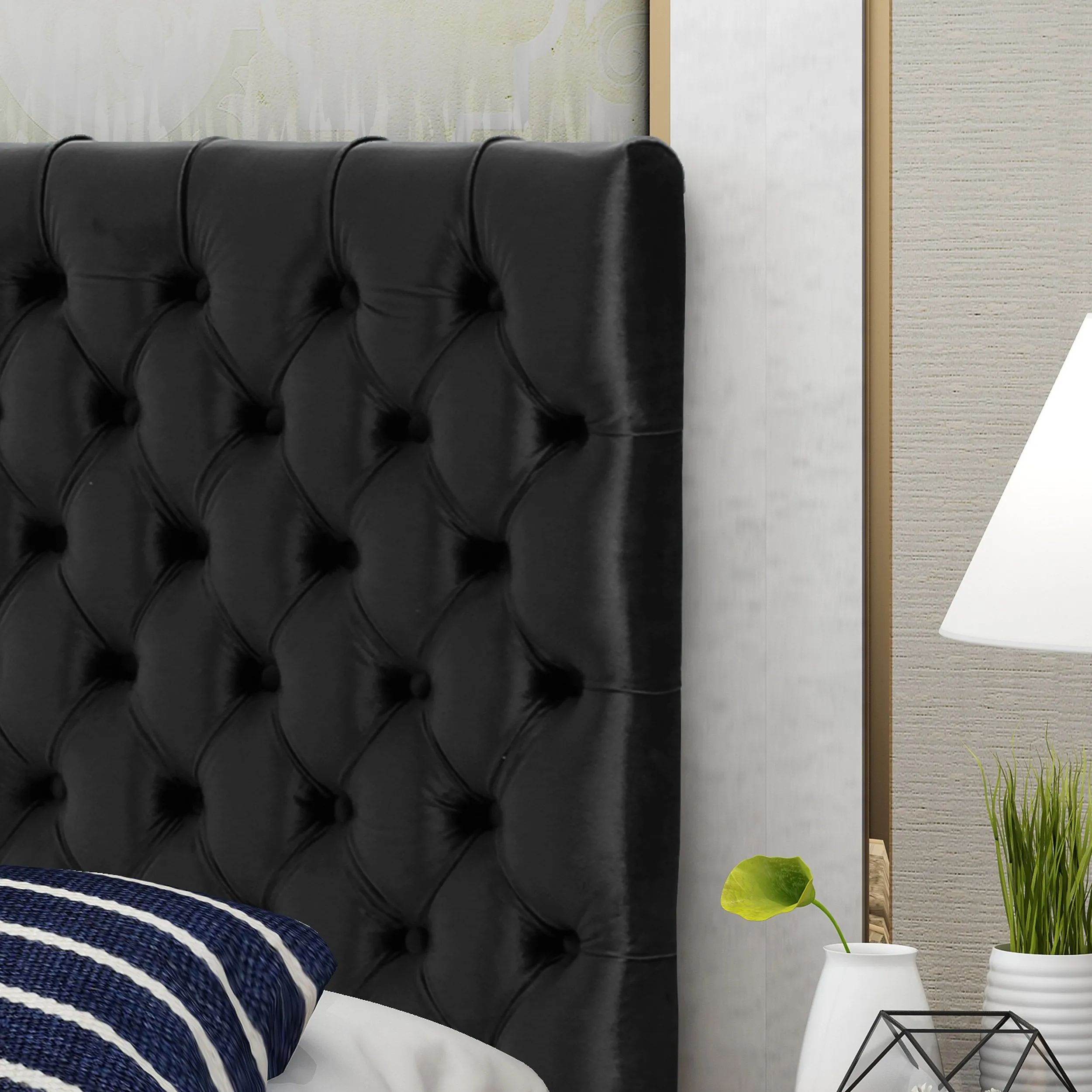 Tufted King/ Cal King New Velvet Headboard - NH007303
