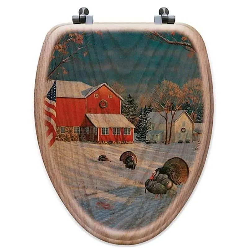 Turkeys & Farmhouse Oak Toilet Seat wall sconce light, hallway light