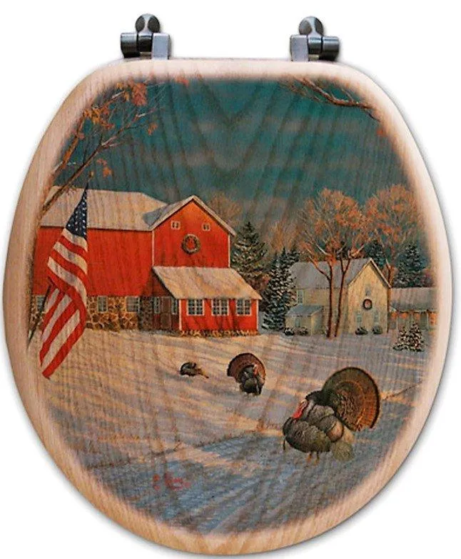 Turkeys & Farmhouse Oak Toilet Seat