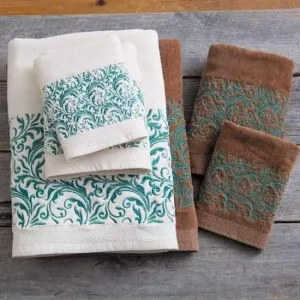 Turquoise Scroll Western Bath Towels bath towels, hand towels