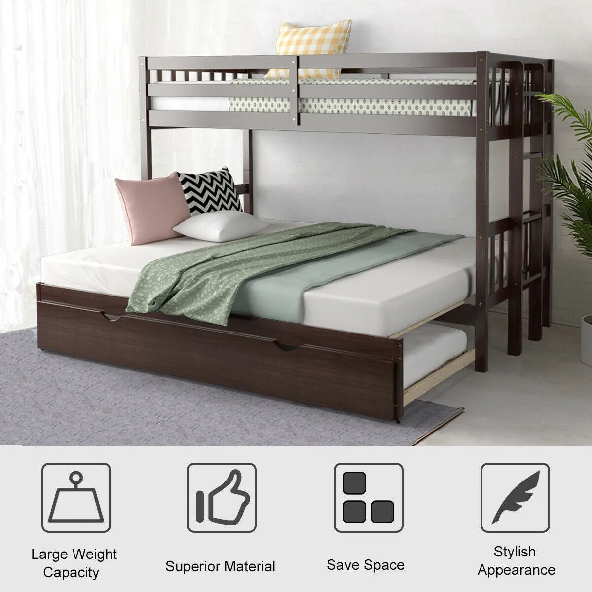 Twin Over Pull-Out Bunk Bed with Trundle