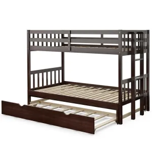 Twin Over Pull-Out Bunk Bed with Trundle bed frame, queen bed