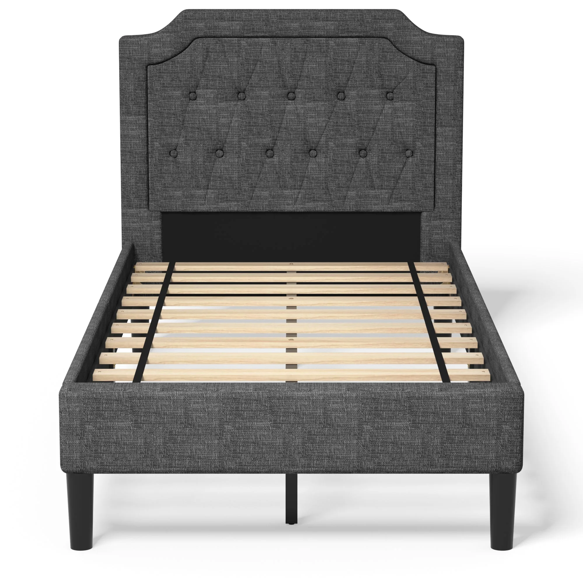 Twin Size Upholstered Bed Base with Button Stitched Headboard bed frame, queen bed