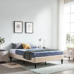 Upholstered Queen Bed Frame with Turned Legs - NH882603 throw blanket, decorative pillow