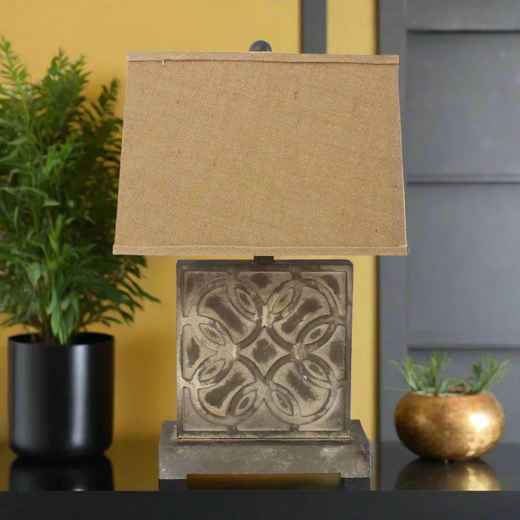 Vintage Table Lamp with Khaki Linen Shade ceiling light, pendant lamp