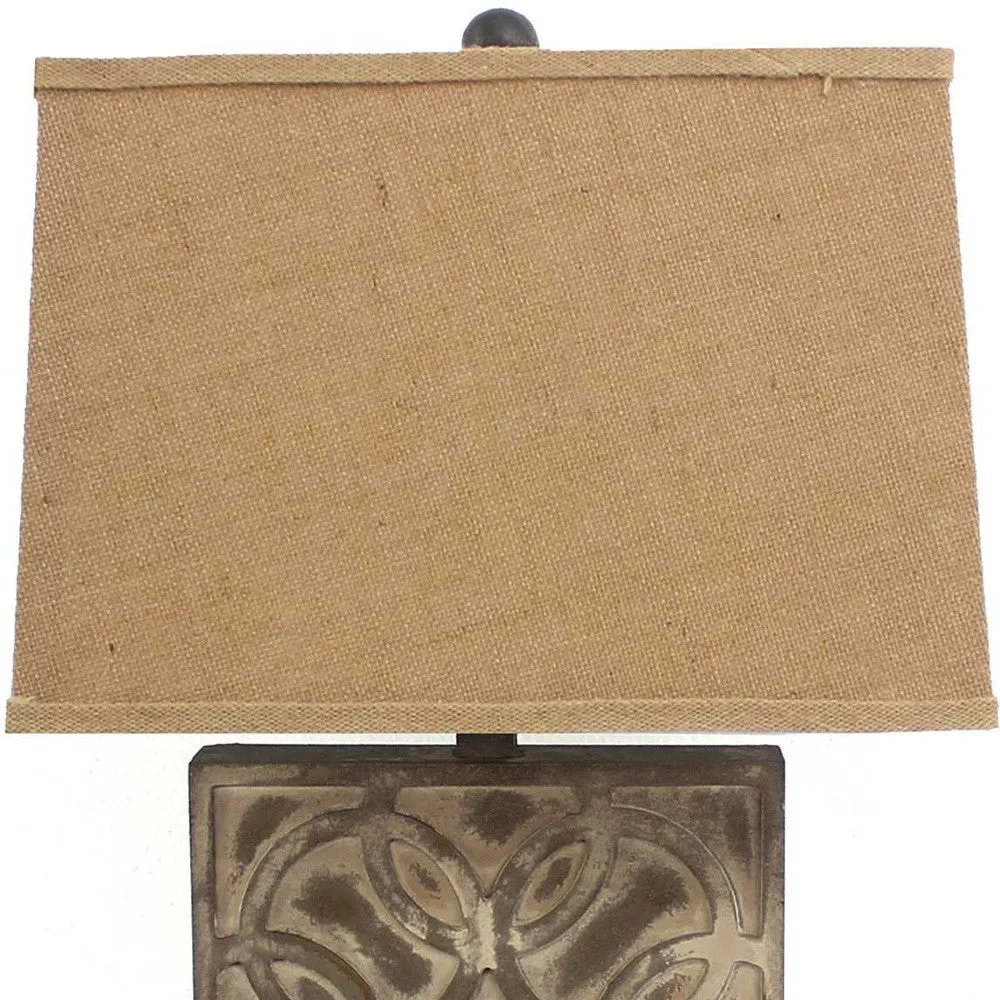 Vintage Table Lamp with Khaki Linen Shade